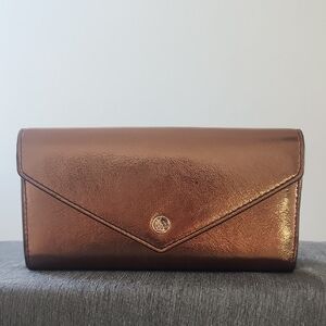 Michael Kors Jet Set Travel Large Envelope Continental Wallet Metallic Mocha
